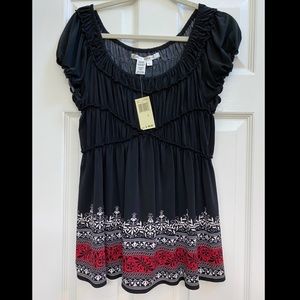 NWT Max Studio Empire Peasant Top L